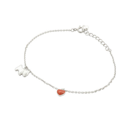 Sterling Silver 925 Red Heart Studs Bracelet