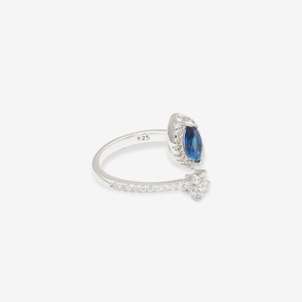 Sterling Siver 925 Lavish Blue with Micro Zircon Adjustable Ring