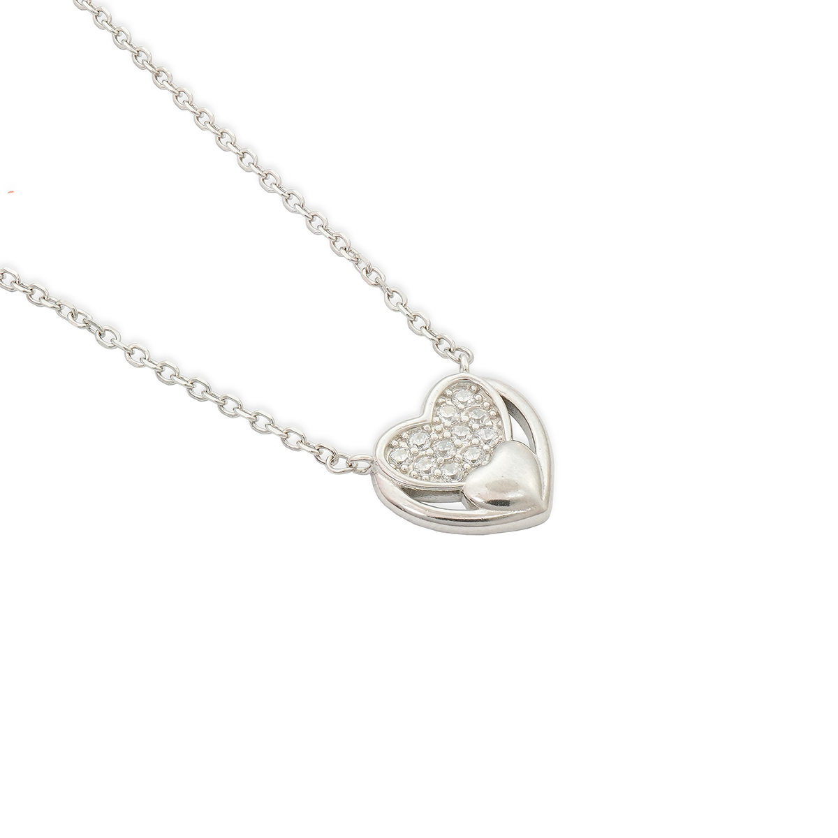 Sterling Silver 925 Heart Pendant Set with Italian Chain